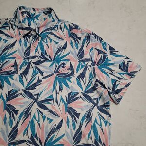 IZOD Golf Stretch Hawaiian Floral Polo XL Palm Tree Leaves Spandex Blend NWOT